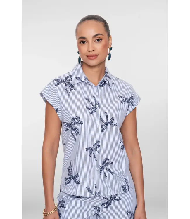 Geisha Top stripes 63383-70 blue/off-white