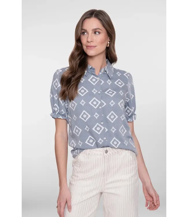 Geisha Blouse 63268-20 blue/ecru