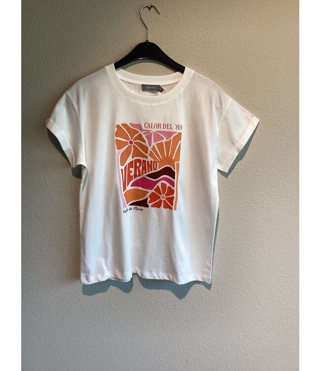 Geisha T-shirt verano 62355-24 off-white/orange