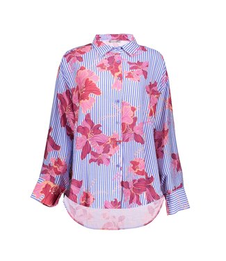 Geisha Blouse stripe 63395-70 blue/off-white/pink