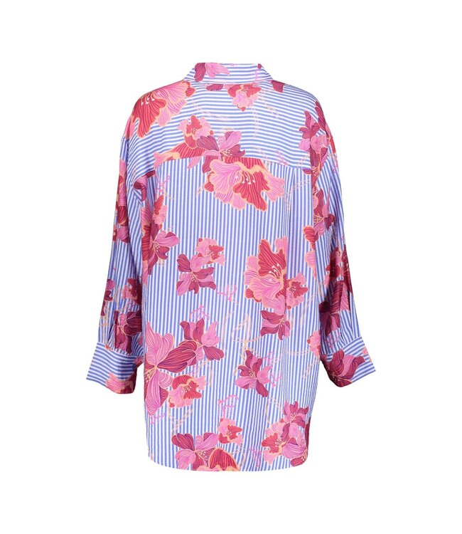 Geisha Blouse stripe 63395-70 blue/off-white/pink
