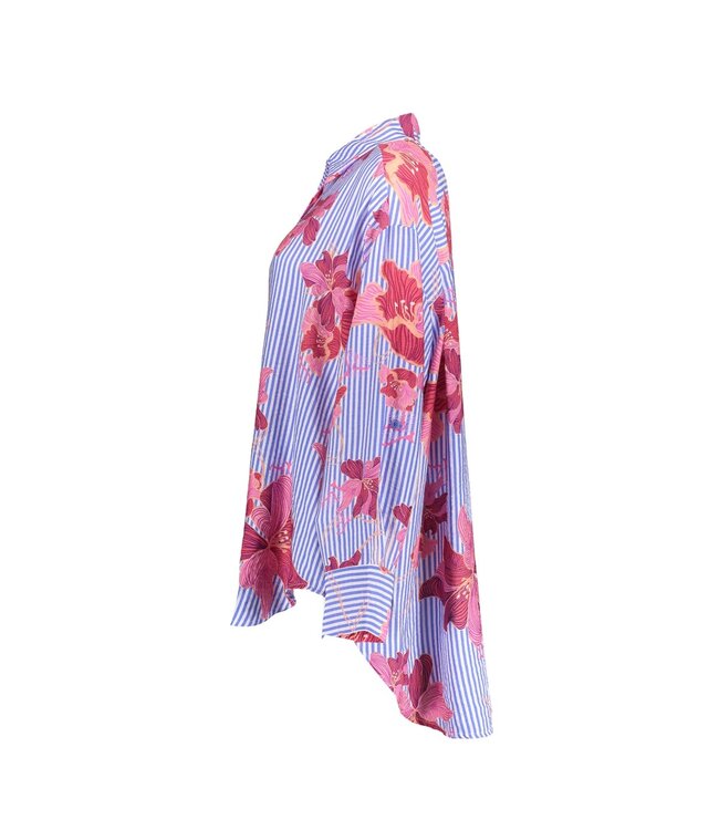 Geisha Blouse stripe 63395-70 blue/off-white/pink