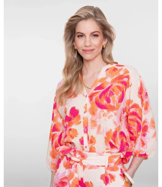 Geisha Blouse 63490-20 orange/pink/sand