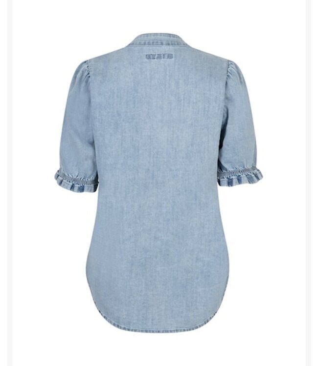 Red Button Blouse Victoria denim SRB4874 white bleach