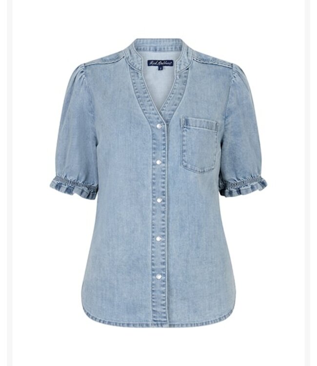 Red Button Blouse Victoria denim SRB4874 white bleach