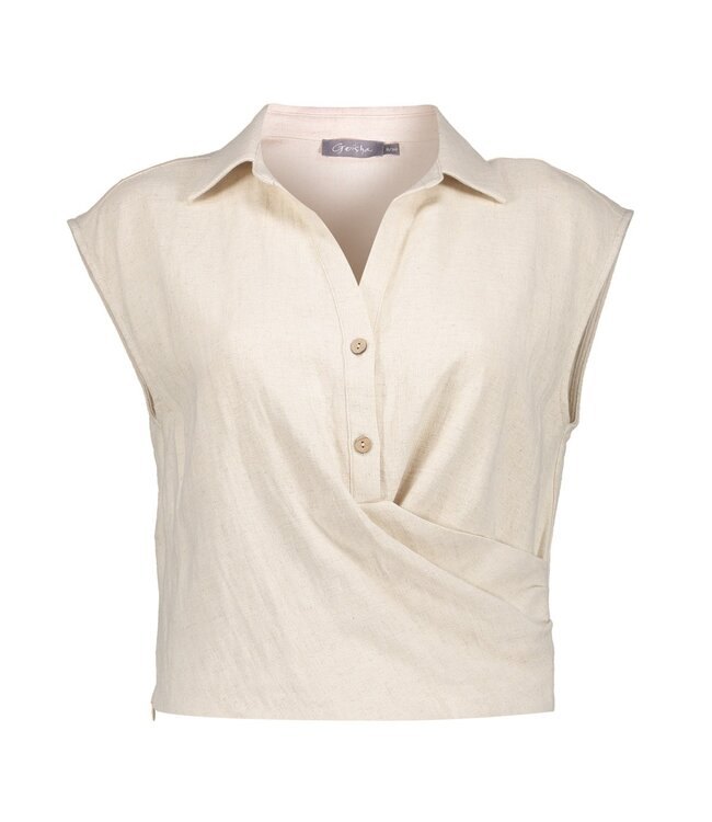 Geisha Top collar 63302-10 ecru raw linnen
