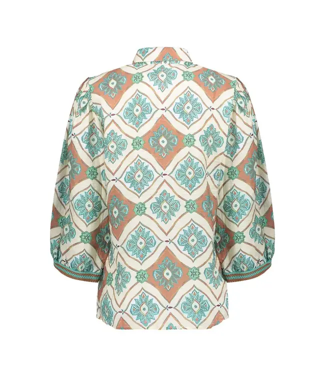 Geisha Blouse 63453-20 aqua/camel