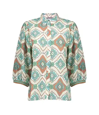 Geisha Blouse 63453-20 aqua/camel