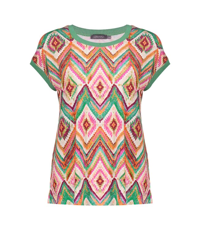 Geisha T-shirt sarah 62462-60 teal/fuschia