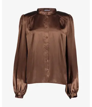 Geisha Blouse satin buttons 63615-14 brown