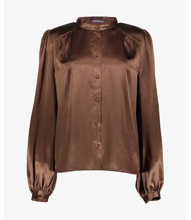 Geisha Blouse satin buttons 63615-14 brown