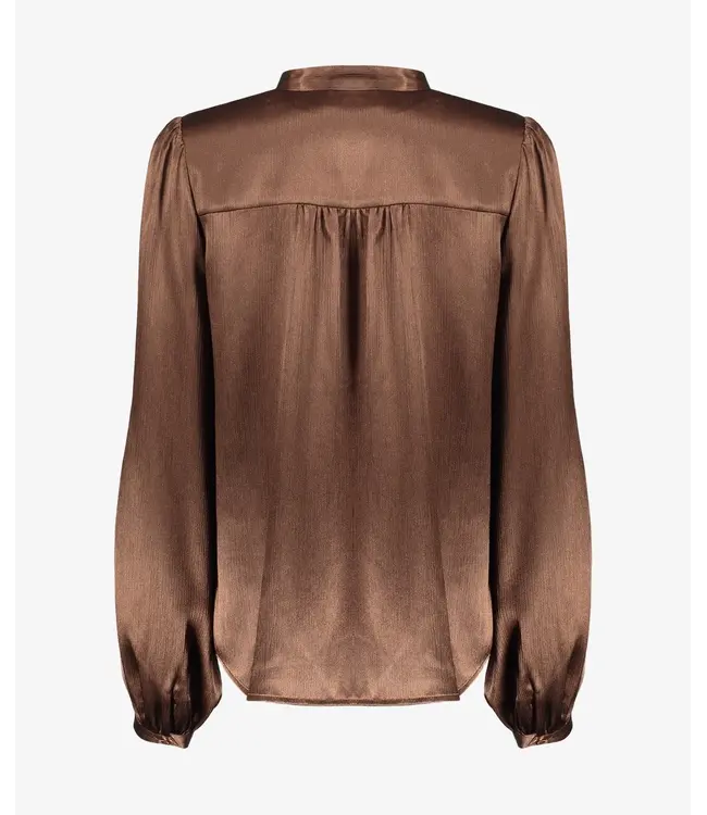 Geisha Blouse satin buttons 63615-14 brown