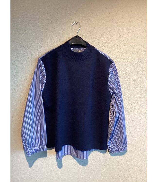 Geisha Pullover with stripe 64515-10 navy/blue/white