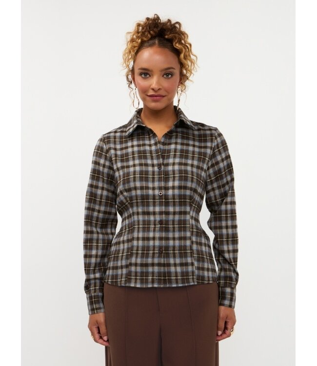 Ydence Blouse Tamila FS2637 brown/blue check