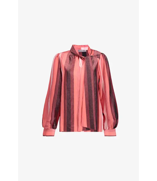 Geisha blouse Stripes 63584 pink/coral/burgundy