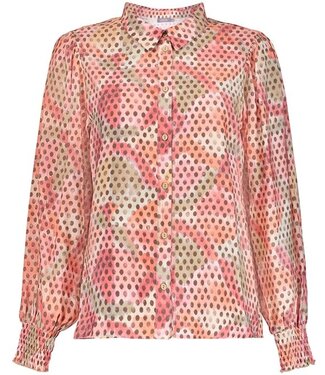 Geisha Blouse 63912-20 coral/moss green