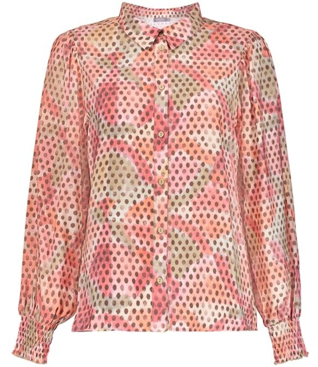 Geisha Blouse 63912-20 coral/moss green