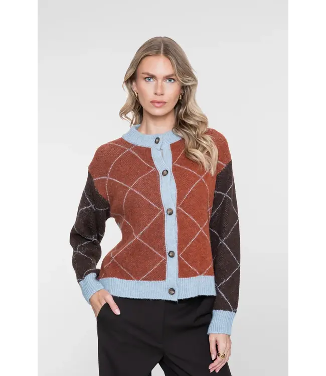 Geisha Vest 64558-70 toffee/brown/light blue