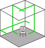 ADA  3D Liner 2V Groene kruislijnlaser met 3 zeer helder groene lijnen, incl. Li-ion accu en lader