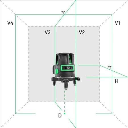 ADA  PROLiner 4V Grüner Kreuzlinienlaser 4 vertikale 1 horizontale Linien