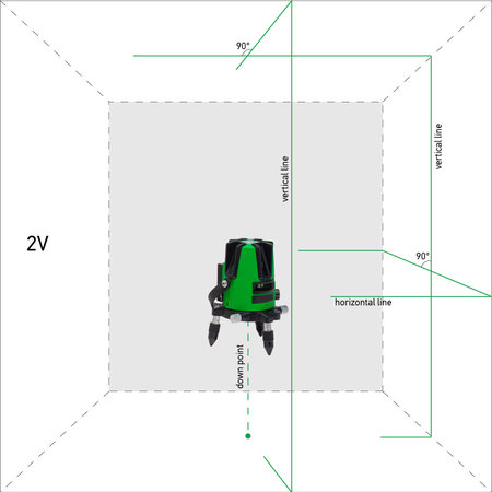 ADA  3D Liner 2V Green crossline laser with 3very bricht  lines, incl. Li-ion batterie and charger