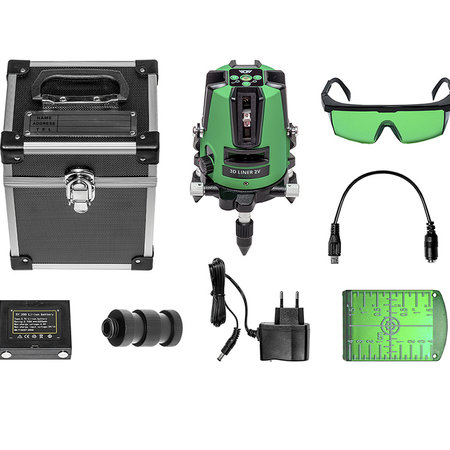 ADA  3D Liner 2V Green crossline laser with 3very bricht  lines, incl. Li-ion batterie and charger