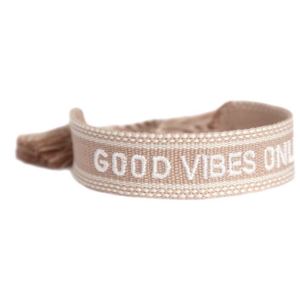 Geweven Armband Good Vibes Only Beige