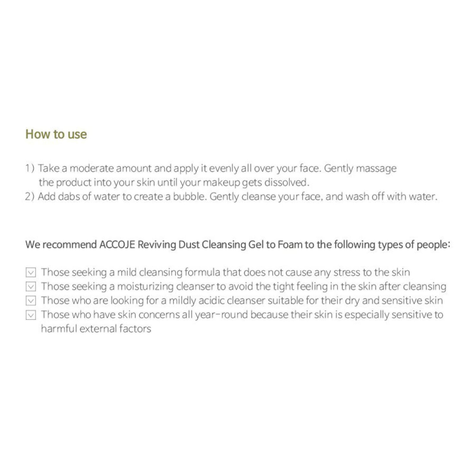 Accoje Reviving Dust Cleansing Gel to Foam