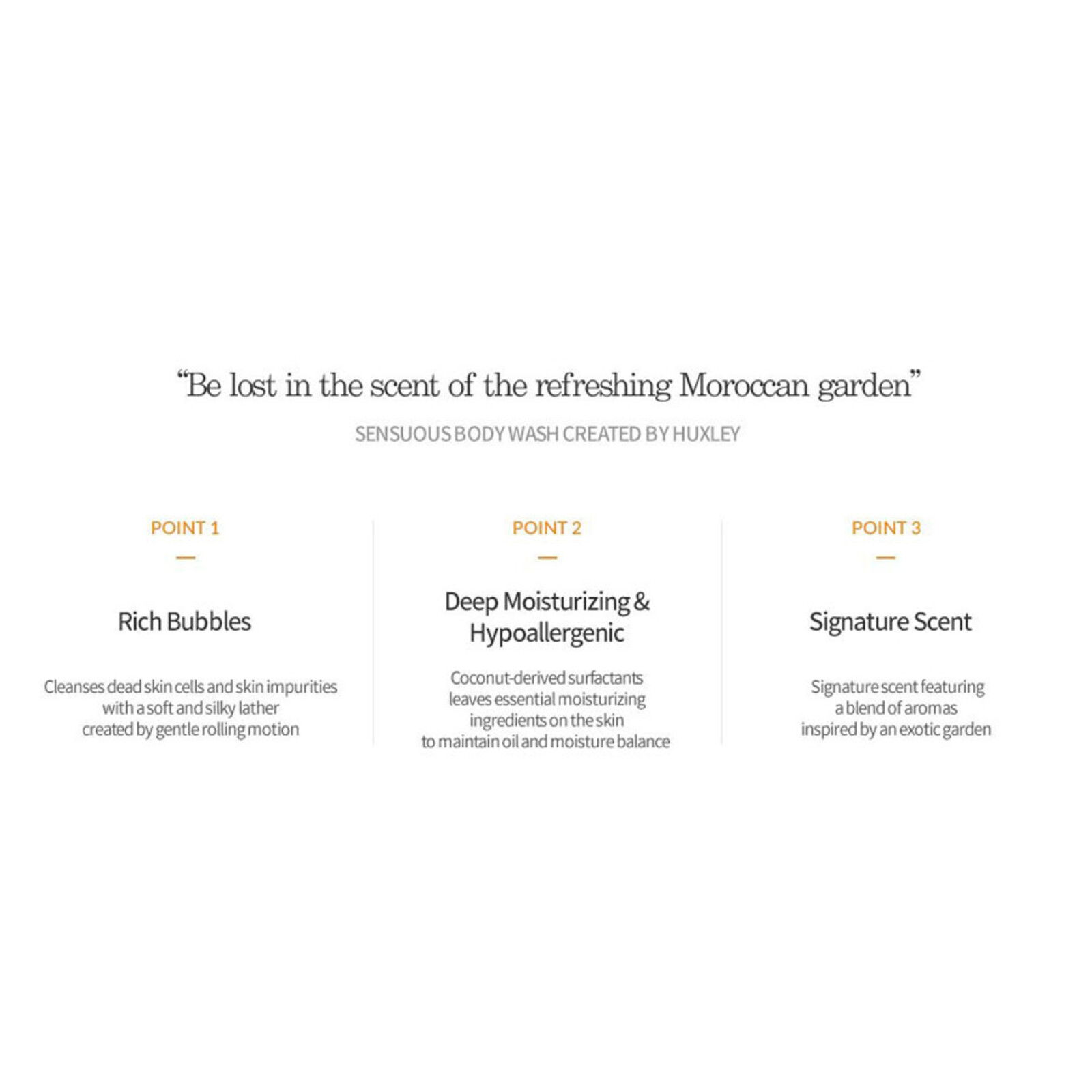 Huxley Body Wash; Moroccan Gardener