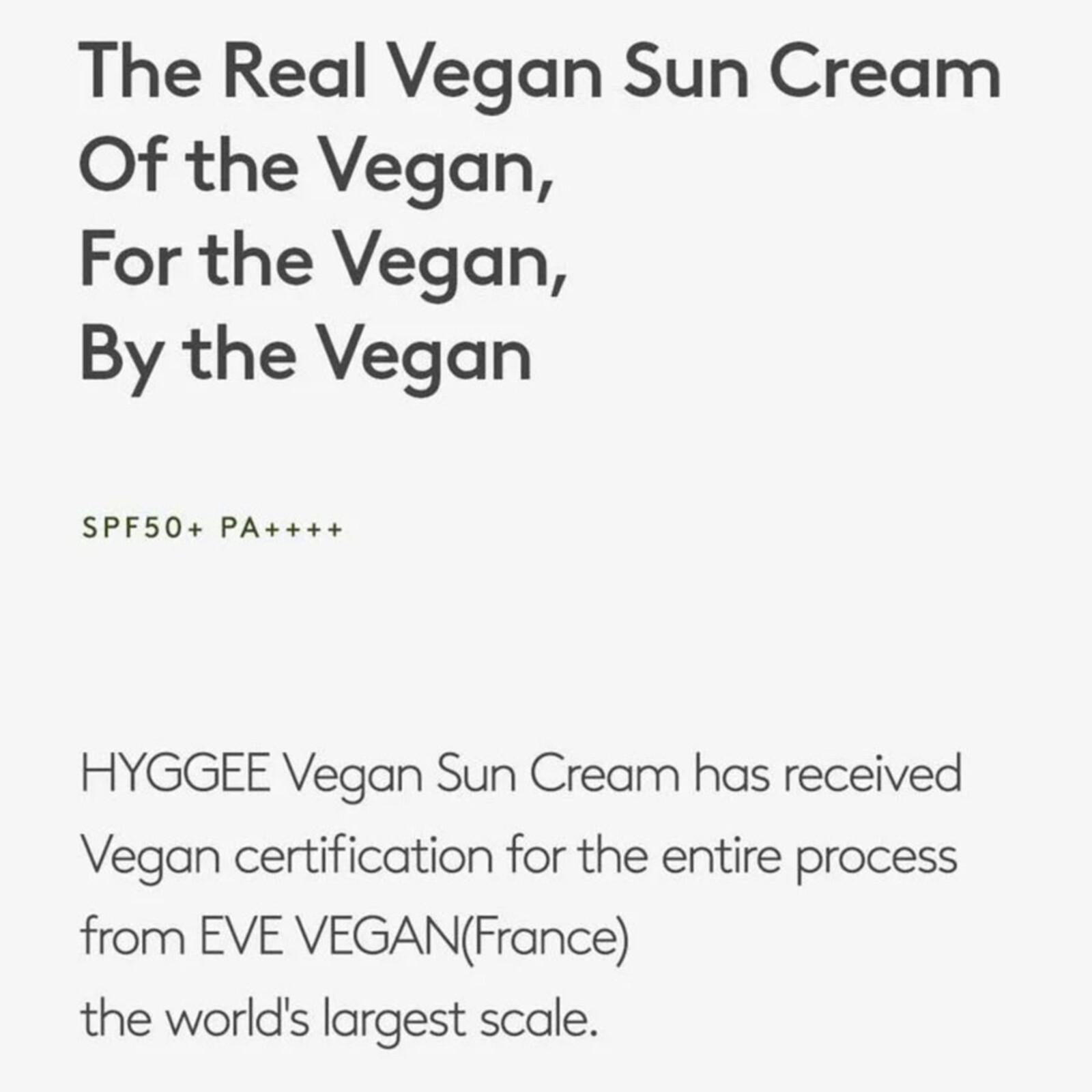 HYGGEE Vegan Sun Cream SPF53.1 PA++++