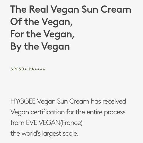 Vegan Sun Cream SPF53.1 PA++++ HYGGEE Vegan Sun Cream SPF53.1 PA++++