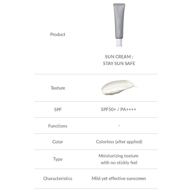 Sun Cream; Stay Sun Safe SPF50+ PA+++