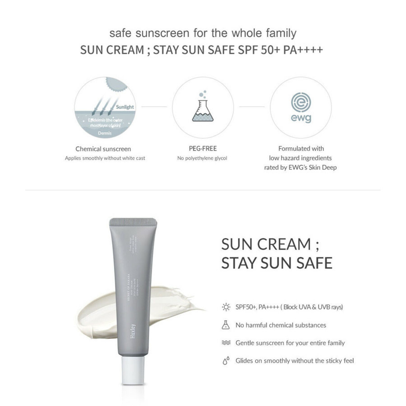 Huxley Sun Cream; Stay Sun Safe SPF50+ PA+++