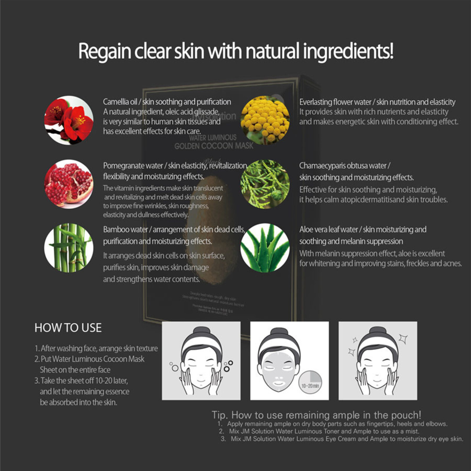 JMsolution Water Luminous Golden Cocoon Eye Mask Black