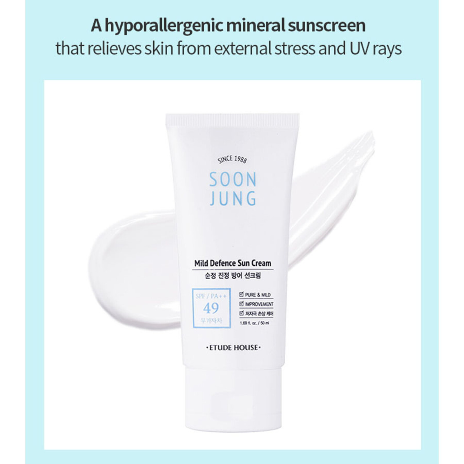 Etude House Soon Jung Mild Defence Sun Cream SPF49 PA++