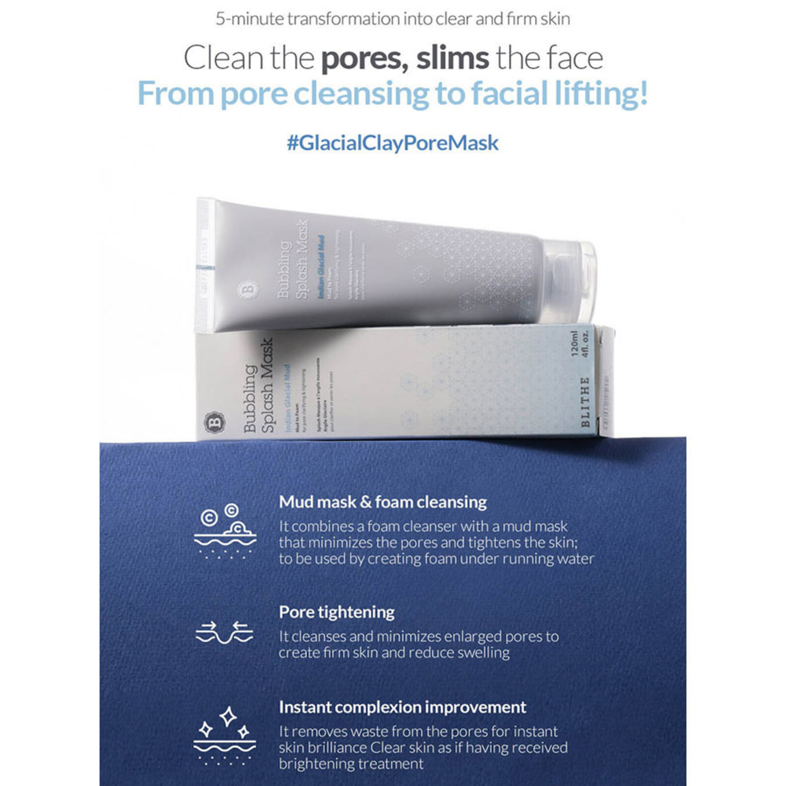 Blithe Bubbling Splash Mask Indian Glacial Mud