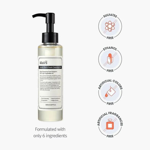 Gentle Black Fresh Cleansing Oil Klairs Gentle Black Fresh Cleansing Oil