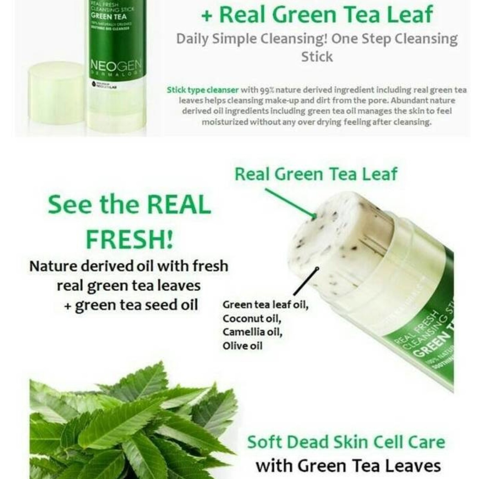 Neogen Dermalogy Real Fresh Green Tea Cleansing Stick