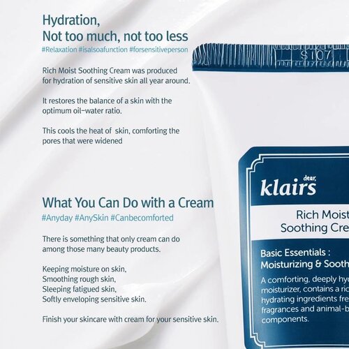 Rich Moist Soothing Cream Klairs Rich Moist Soothing Cream
