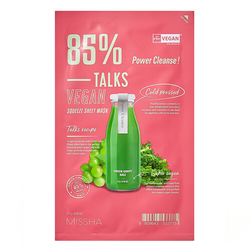 Talks Vegan Squeeze Sheet Mask Power Cleanse Missha Talks Vegan Squeeze Sheet Mask Power Cleanse