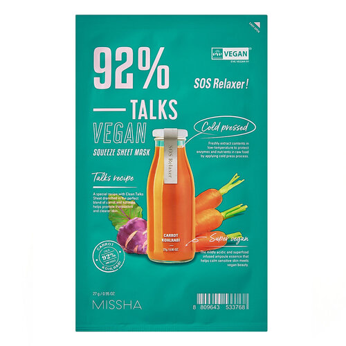 Talks Vegan Squeeze Sheet Mask Sos Relaxer Missha Talks Vegan Squeeze Sheet Mask Sos Relaxer