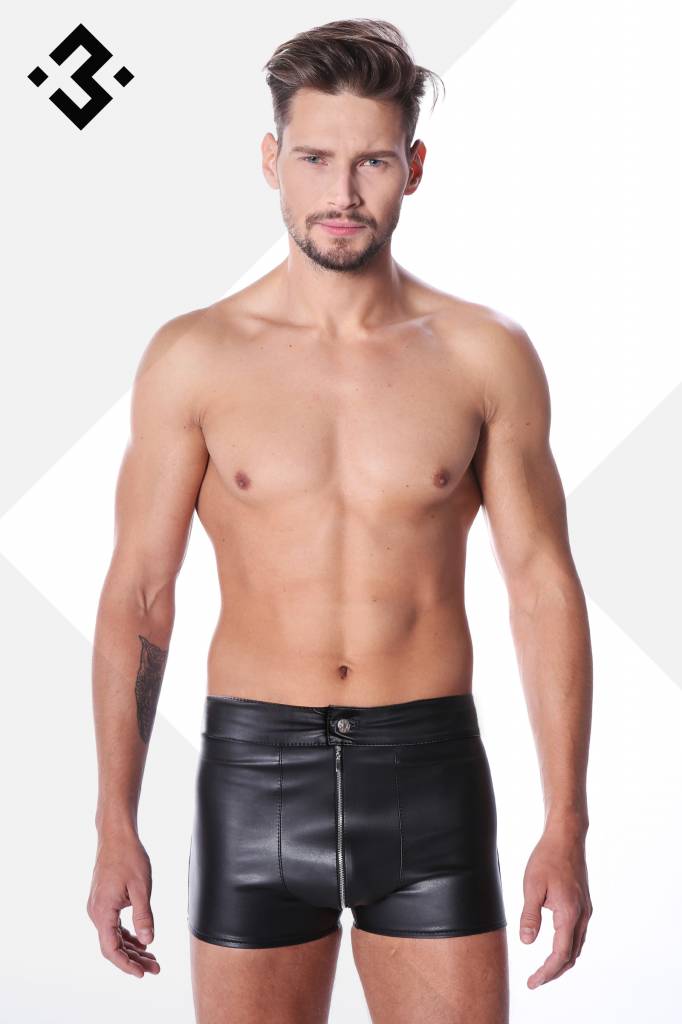 * Code8 by XXX COLLECTION Zwart leren Short met rits aan voorzijde (XS-S-XL-2XL-3XL) * Code8 by XXX COLLECTION Zwart leren Short met rits aan voorzijde (XS-S-XL-2XL-3XL)