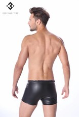 * Code8 by XXX COLLECTION Zwart leren Short met 2 ritsen aan voorzijde