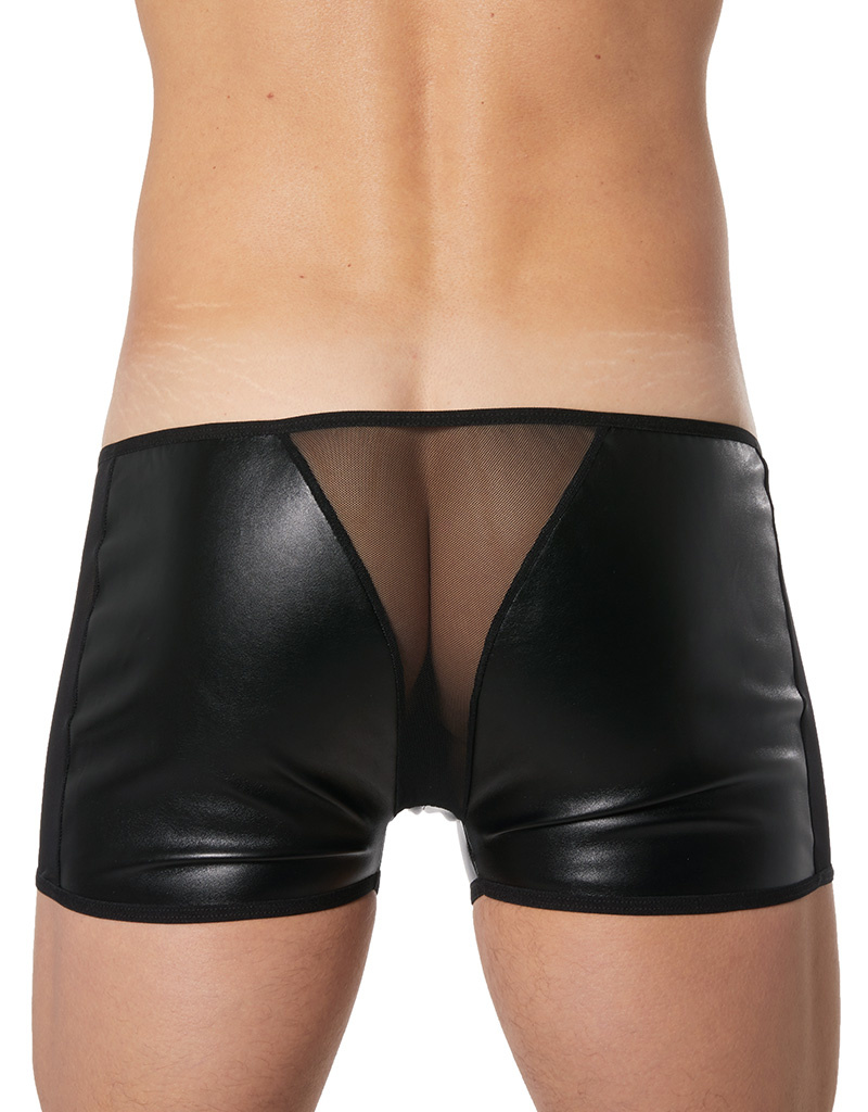 * Look Me Lederlook heren short met transparante zijkanten van  het merk Look Me