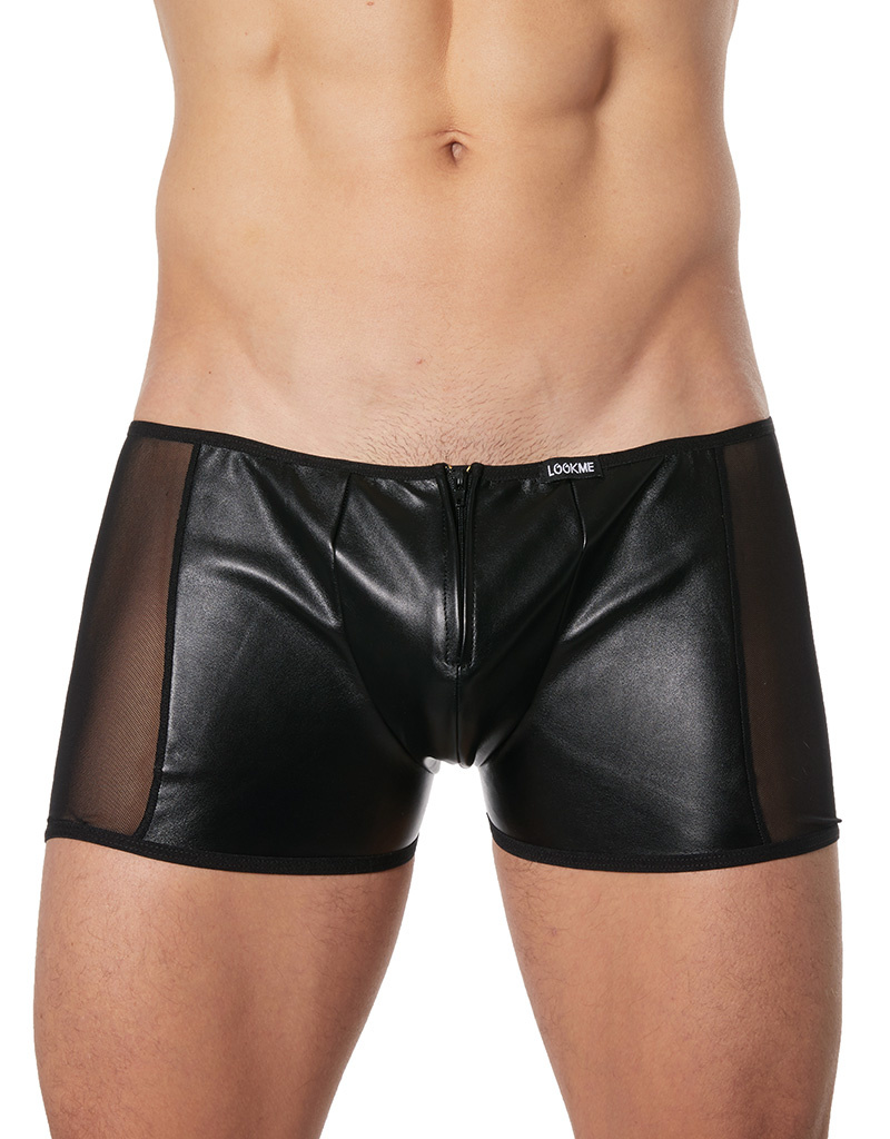 * Look Me Lederlook heren short met transparante zijkanten van  het merk Look Me