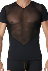 * Look Me Tulle heren Shirt in combinatie met elastische zwarte stof  van het merk Look Me