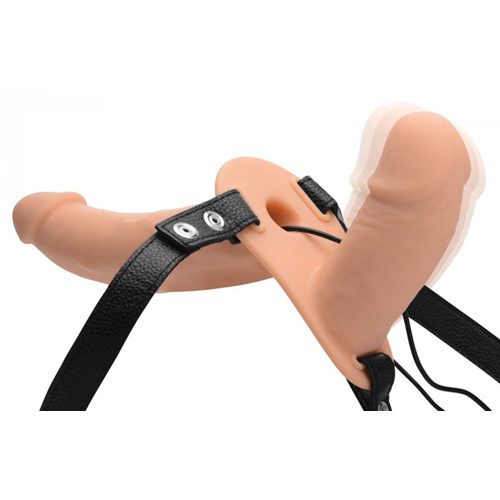 Power Pegger Dubbele Strap-On Vibrator - Huidkleur Power Pegger Dubbele Strap-On Vibrator - Huidkleur
