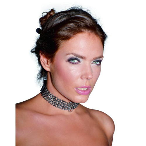 Leren halsband met kettingen Leren halsband met kettingen