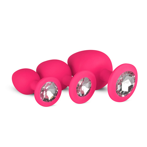 Siliconen Buttplug Met Diamant - Roze Siliconen Buttplug Met Diamant - Roze