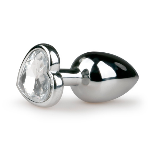 Zilverkleurige Buttplug Met Hartvormige Transparante Steen Zilverkleurige Buttplug Met Hartvormige Transparante Steen